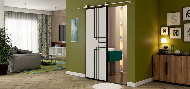 sliding bathroom door installation in Eureka